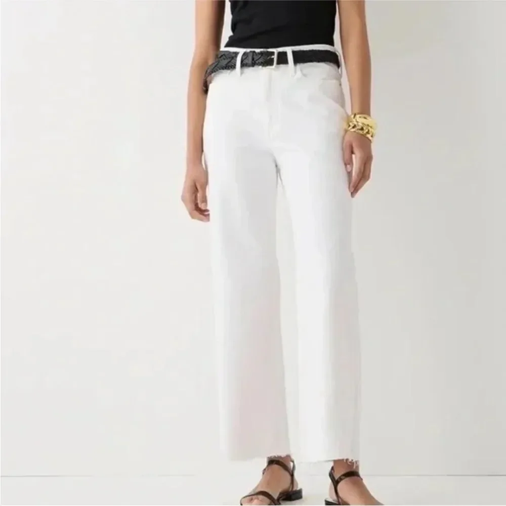 NWT J. Crew 2024 White Slim Wide Leg Jean Size 33